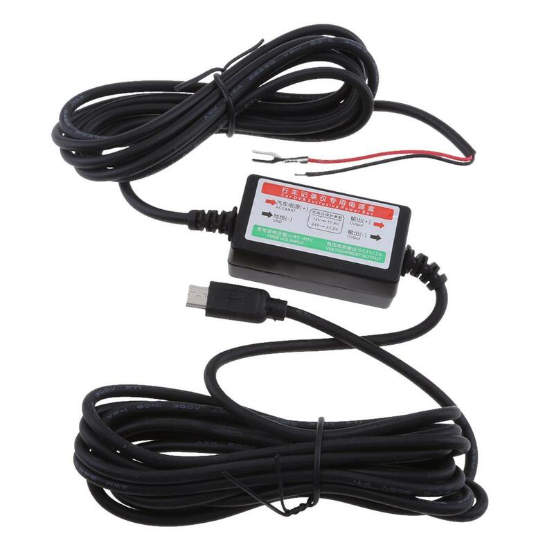 DC 8-40V to 5V 3A Car Vehicle Power Charger Micro USB Wire Cable for Camera Recorder DVR