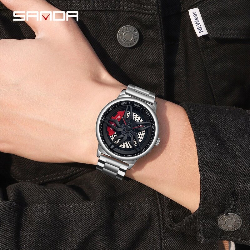 Sanda 2023 Nieuwe Luxe Mannen Horloges Mode Draaien Wijzerplaten Quartz Horloge Voor Mannelijke Klok 30M Waterdicht Relogio Masculino P1062