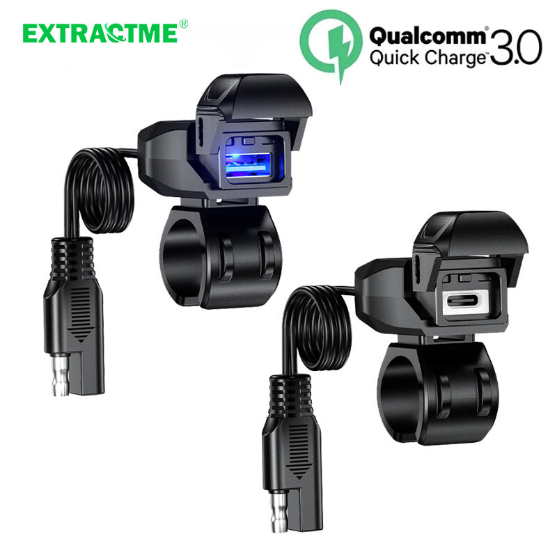 Extractme-شاحن USB مقاوم للماء ، محول هاتف ، شحن سريع 3.0 ، 9 فولت-24 فولت ، منفذ USB Type-C ، ملحقات الدراجات النارية