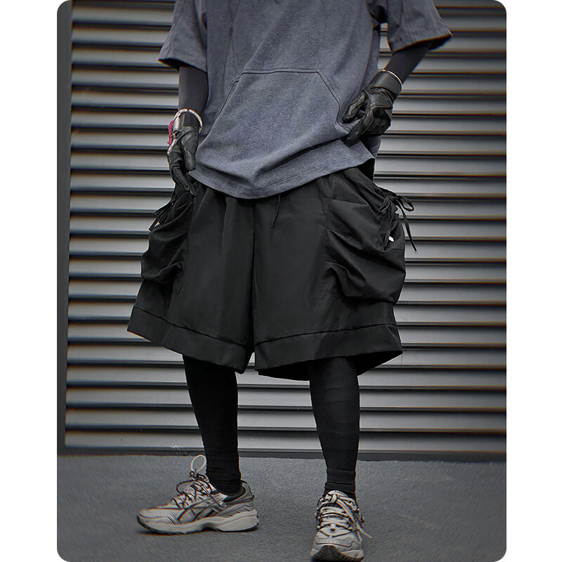 Unisex na altura do joelho Workwear Shorts, algodão da moda japonesa, High Street Part, calças cargo, roupas masculinas, Harajuku, verão