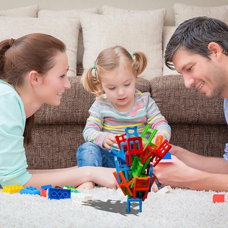 Sedia impilabile gioco educativo per la famiglia 24 pezzi colorato gioco educativo per la famiglia gioco da tavolo per bambini bilanciamento giocattolo per bambini