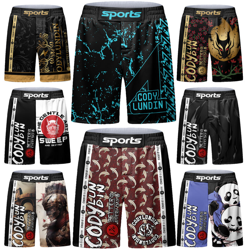 Pantaloncini Jiu Jitsu da combattimento con stampa floreale colorata 3D per uomo donna pantaloncini da boxe No Gi Wear Kickboxing Sportswear Cody