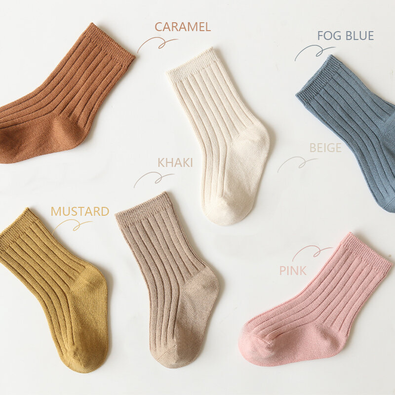 Modamama New In Baby Socks Solid Striped Cotton Newborn Socks Cotton Infant Floor Socks High Elastic Children Socks