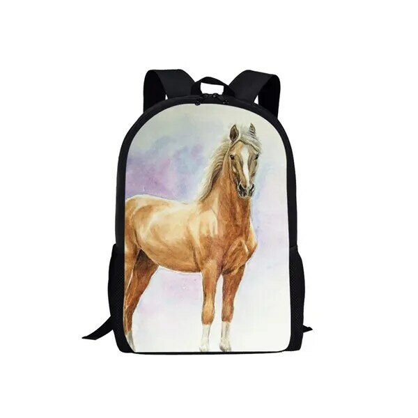 Tas punggung anak laki-laki dan perempuan, ransel buku pola kuda cantik, tas sekolah kapasitas besar untuk hadiah