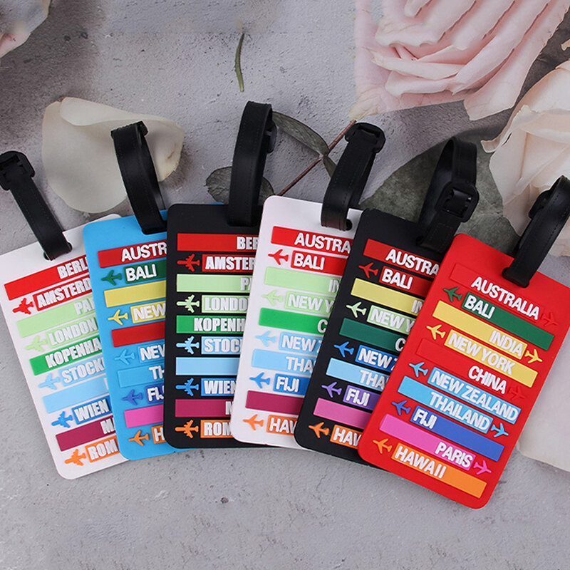Country Name Suitcase Luggage Tag Fashion Letters Address Holder Baggage Label Silicone Identifier Travel Accessories
