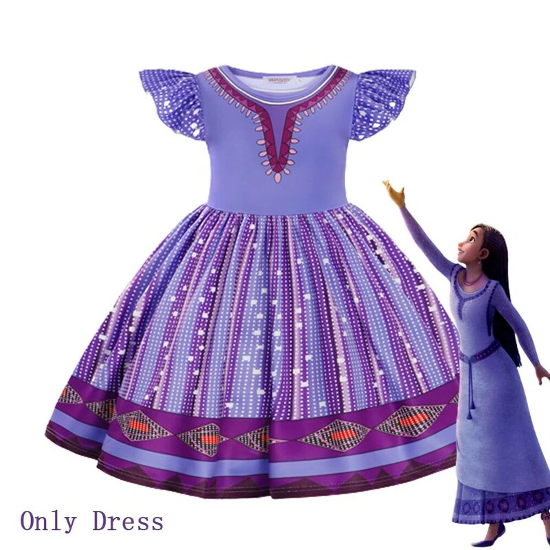 Disney-Asha princesa vestido para meninas, filme Cosplay, Natal e Carnaval traje, vestido desejo