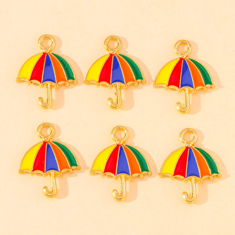 10 Stks/partij 15*19Mm Mooie Kleurrijke Enamel Paraplu Bedels Voor Sieraden Maken Oorbellen Hanger Kettingen Diy Accessoires Benodigdheden