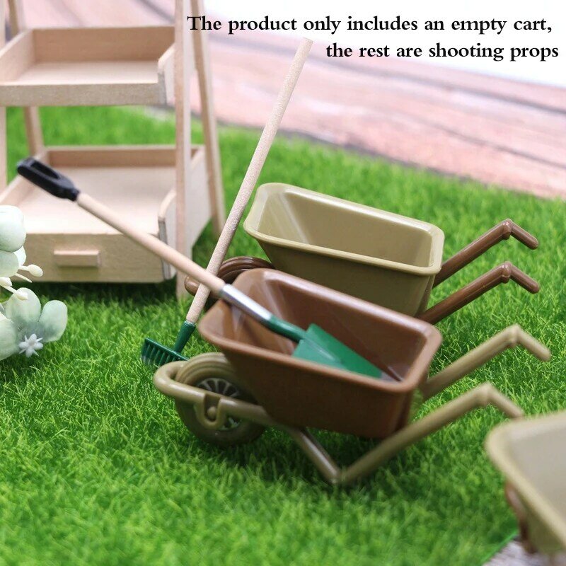 1 szt. 1:12 miniaturowy wózek dla lalek Mini przyczepa narzędzie rolnicze Model dekoracja mebli ogrodowej