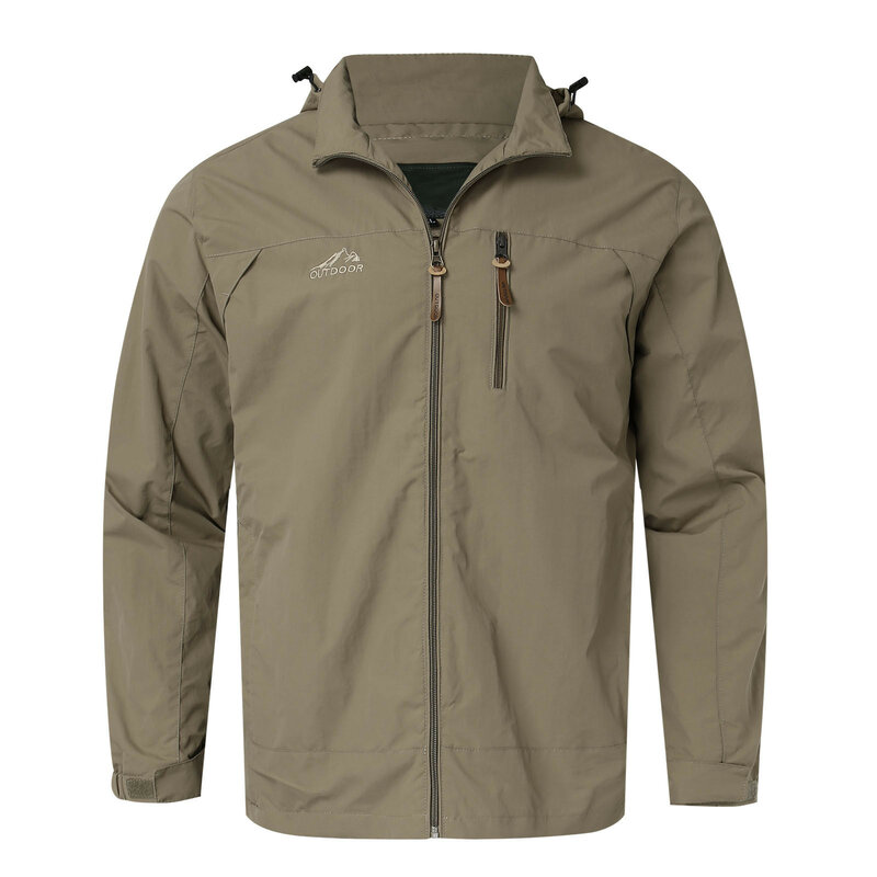Jaket tahan air pria, jaket Windbreaker ukuran besar tahan angin untuk lelaki, mantel hujan mendaki/berkemah musim gugur musim semi