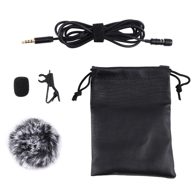 PULUZ Mini Recording Microphone 1.5m Wired Condenser Recording Lavalier Mic for Interview Singing Mobile Phone