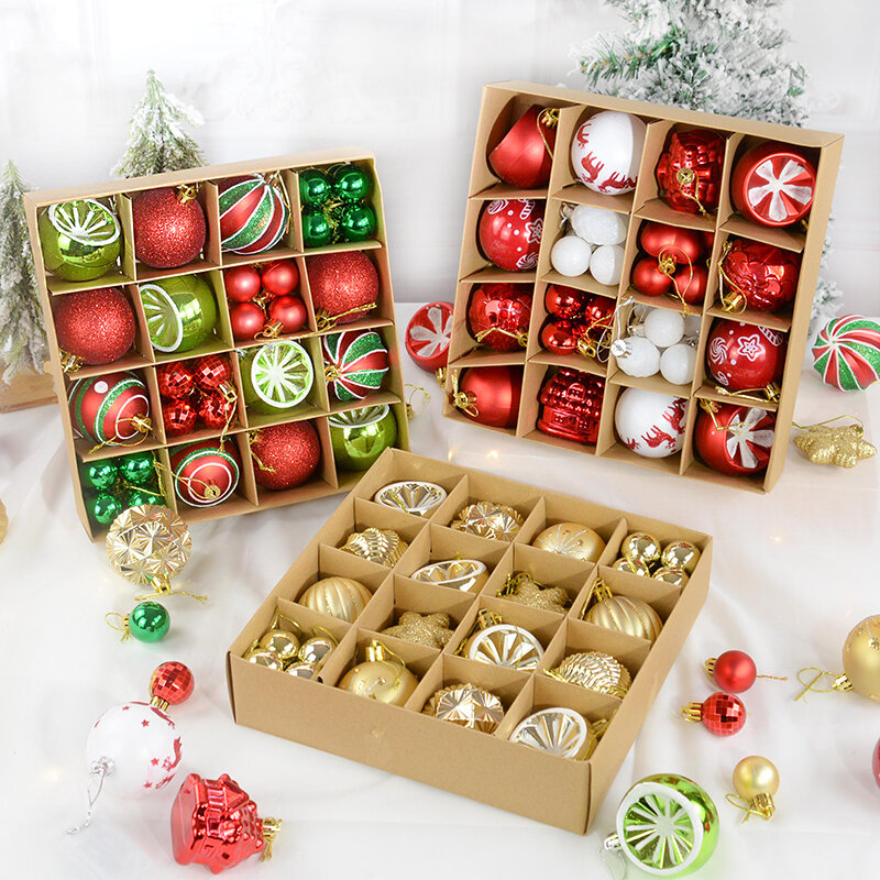 Multicolor Christmas Ball Ornaments, Xmas Tree Pendurado Pingente, Caixa De Presente, Decorações De Festa Em Casa, Noel, 2024