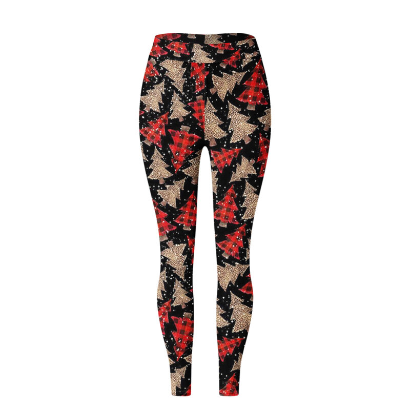 Christmas Pattern Leggings For Women Casual High Waist Floral Printed Yoga Slim Fit Pants Women Ankle-Length Casual Woman Pants