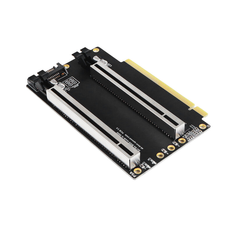 XT-XINTE PCIe 3.0x16 a X8X8 scheda di espansione PCIe-biforcation Gen3 x16 a x8x8 slot distanziati da 40.4mm con interfaccia di alimentazione SATA