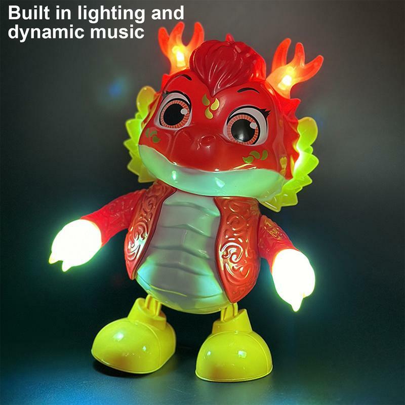 Mainan listrik untuk anak-anak, mainan elektrik kartun naga bertema naga pencahayaan ayunan musik untuk anak-anak