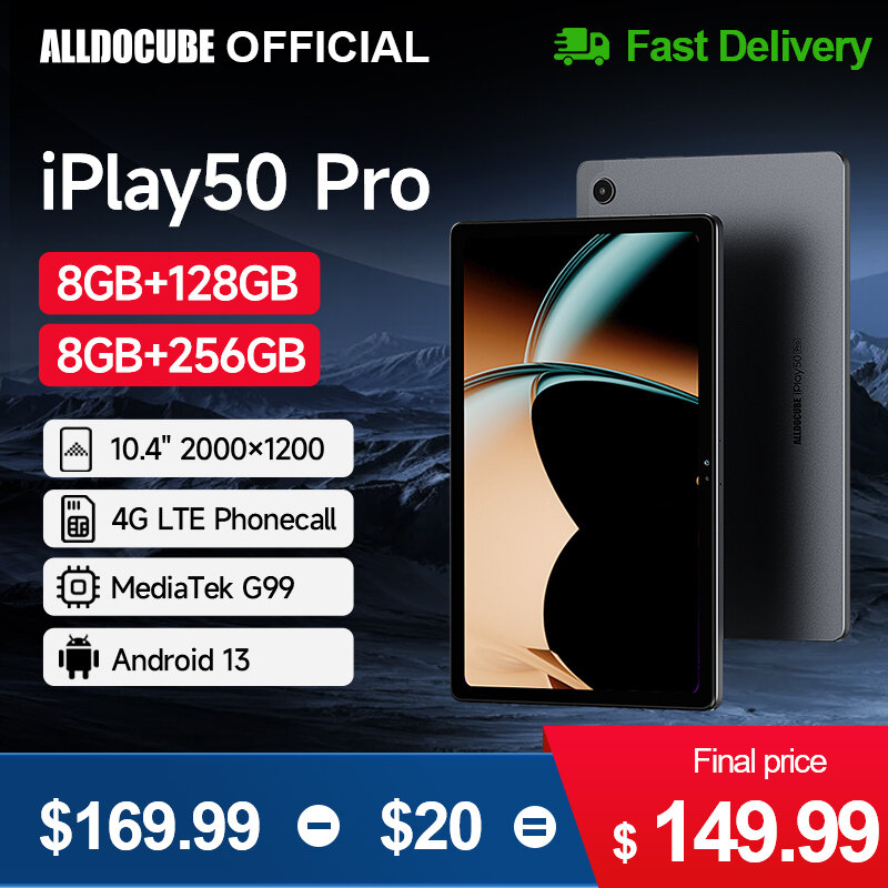 Alldocube-Almofada de Computador iPlay 50, iPlay 50, Pro Max, 10.4 ", Tablet 2K, Helio G99, Android 13, 8 GB RAM, 128 GB, 256GB Lte