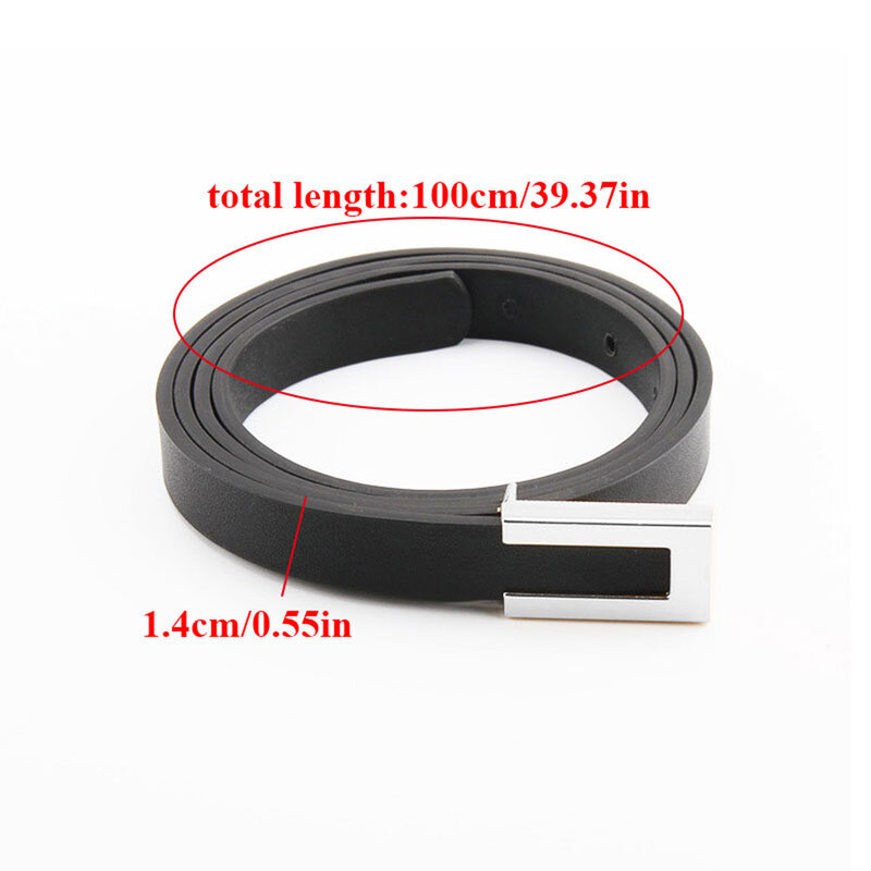 Retro PU Leather Thin Belts For Women Fashion Gold Metal Buckle Adjustable Waist Strap Unisex Jeans Pants Casual Waistband