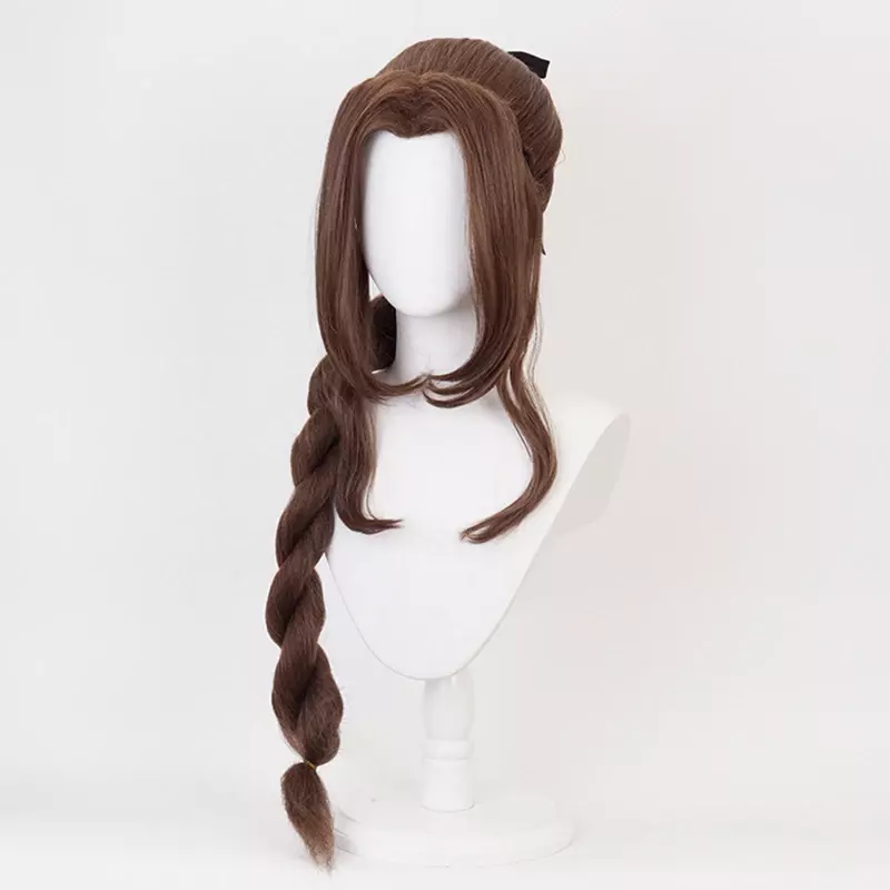 Gra Final Fantasy VII Aerith Gainsborough peruka do Cosplay dorosła dziewczyna warkocz włosy odporne na ciepło peruki syntetyczne bal przebierańców rekwizyt