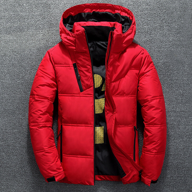 겨울 따뜻한 남자 자켓 코트 캐주얼 가을 스탠드 칼라 퍼퍼 두꺼운 모자 화이트 오리 파카 남성 남성 겨울 다운 자켓 후드