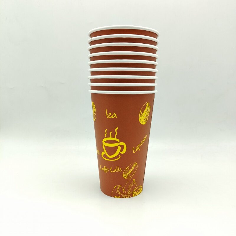 Copos de café de papel descartáveis com tampas, produto personalizado, 9oz, punho, reciclável, descartável