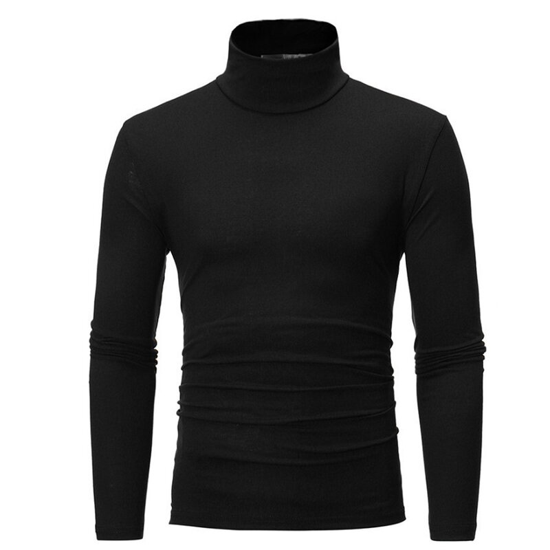 Men Winter Warm High Neck Thin Long-sleeved T-shirt Bottoming Shirt Slim Turtleneck Tops Pullover Warm Stretch Knitwear Sweater