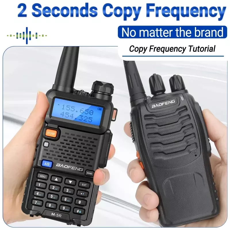 1/2 pz Baofeng M-5R Walkie Talkie bande complete frequenza di copia Wireless Radio bidirezionale caricatore USB Radio Ham a lung