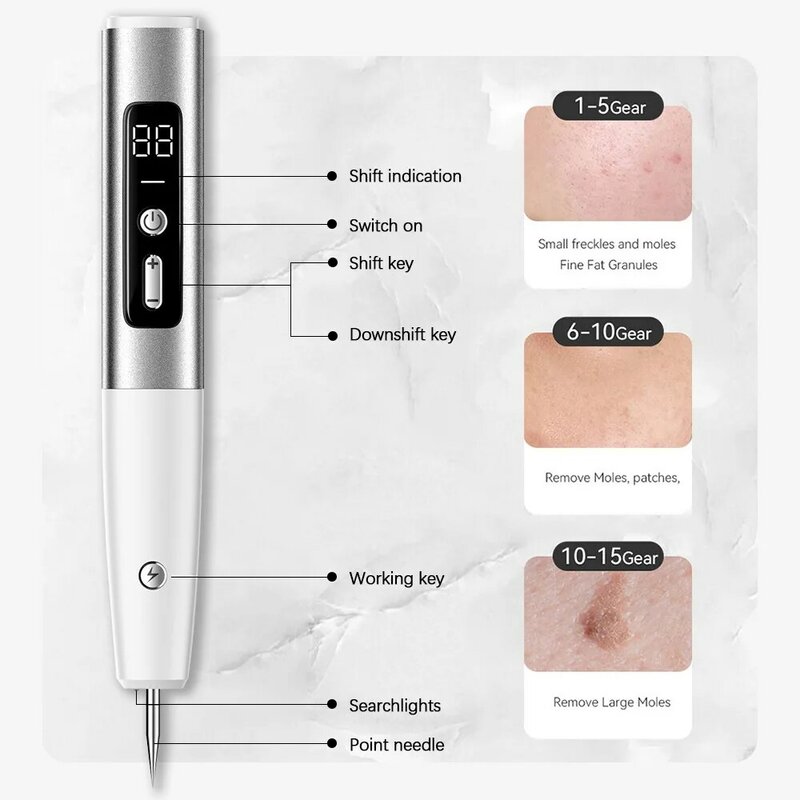 15 Level Laser Plasma Pen Spot Wart Tag Tattoo Removal Black Pore Dark Spot Remover Needle Remover Point Pen Facial Skin Care