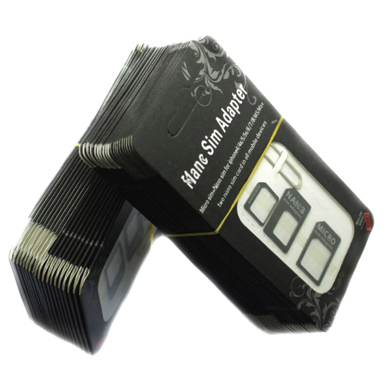 10pc 4 in1 Nano SIM Card Adapter Kit Micro SIM Standard SIM Card Converter con ago per Huawei per Samsung USB Wireless Router
