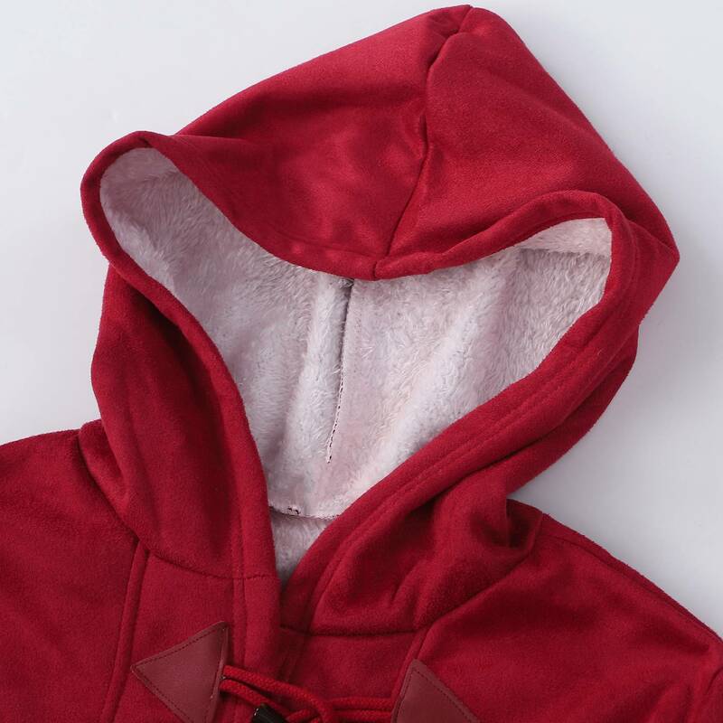 Jaqueta solta de manga longa falsa trespassado feminino, casacos de inverno com bolsos, vinho vermelho, tamanho grande, XL