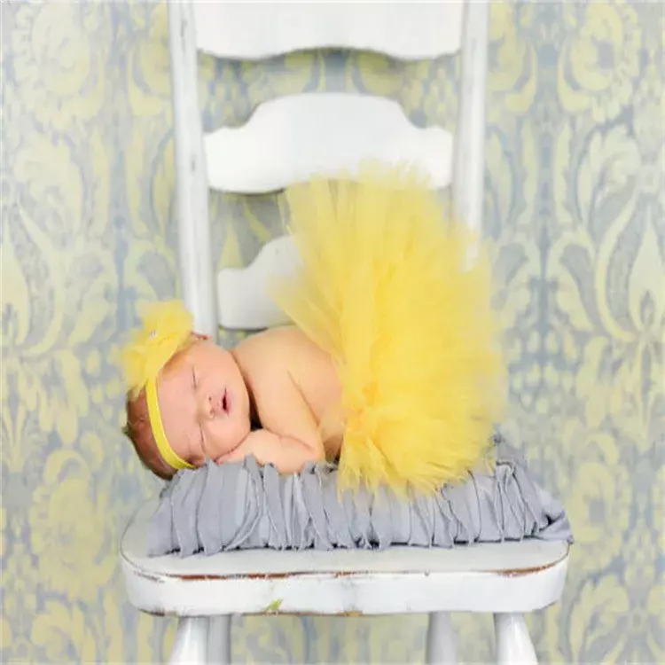 Одежда для фотосъемки новорожденных девочек шифоновая тонкая Пышная юбка с эластичной нейлоновой сеткой повязка на голову аксессуары для волос