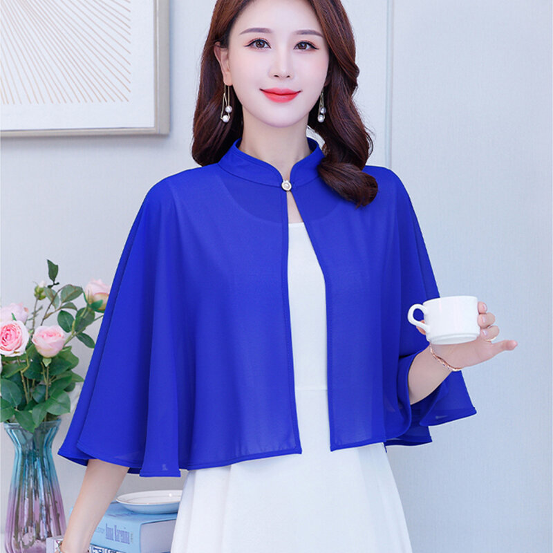 Summer Thin Sunscreen Shawl Chiffon With Skirts Suspenders Cardigan Jacket Women's Sunshade Cloak Cover Sun Protection Clothes