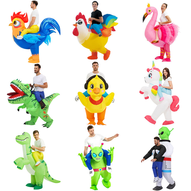 Disfraz inflable de dinosaurio para adultos y niños, traje de Mascota para fiesta, Cosplay, Halloween, gran oferta
