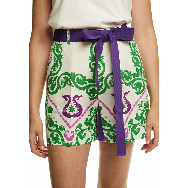 Pantalones cortos de cintura alta para mujer, Shorts femeninos con diseño de cinturón Multicolor, a la moda, informales, novedad de verano