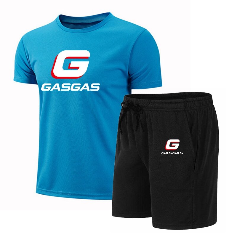 2024 neue Sommers port bekleidung für Männer Gasgas druck Badminton anzug Outdoor Running T-Shirt Shorts atmungsaktiver Herren Sporta nzug