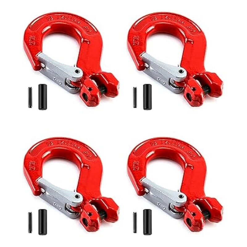 Clevis Hook With Latch, 4 Pack, 5/16Inch, 2470 Lbs Load Limit, Grade 80 Drop Alloy Steel Easy To Use