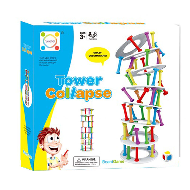 لعبة لوحة بلاستيكية متوازنة قوس قزح العمود الأطفال التراص برج لعبة