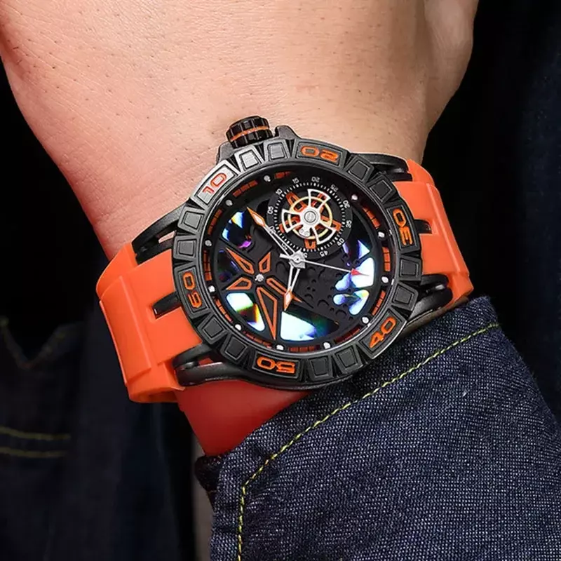 Relógio de pulso militar quartzo masculino, mostrador rotativo, pulseira de silicone, relógio masculino, movimento automático, tendência, esportes, ao ar livre, marca