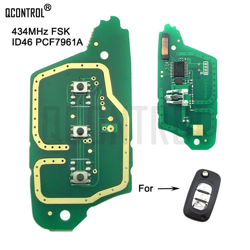 QCONTROL 3 pulsanti telecomando portachiavi per Auto per Renault Fluence Megane III sostituzione accessori Auto 433MHz PCF7961A Chip Filp