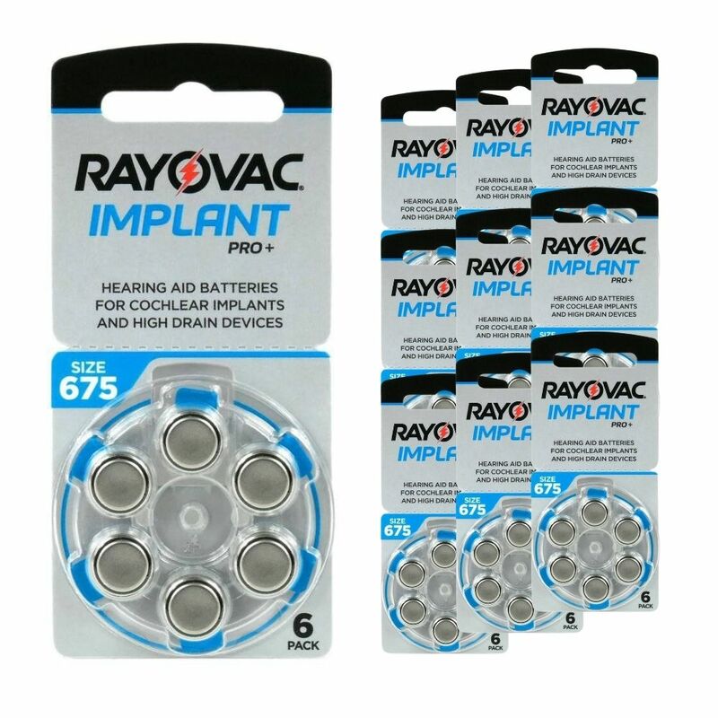 Kotak Rayovac implanf baterai alat bantu dengar ukuran 675 A675 1.45V biru PR44 seng Air (60 sel baterai)