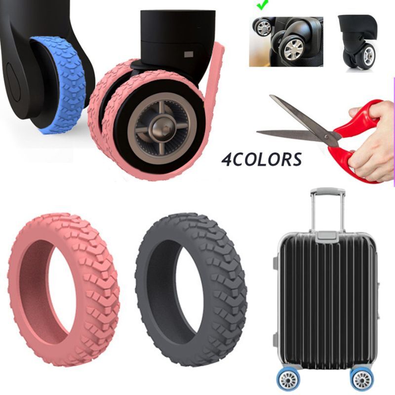 Protector de ruedas de equipaje de 4 piezas, cubierta de silicona para zapatos, Maleta de viaje, reducción de ruido, accesorios, novedad
