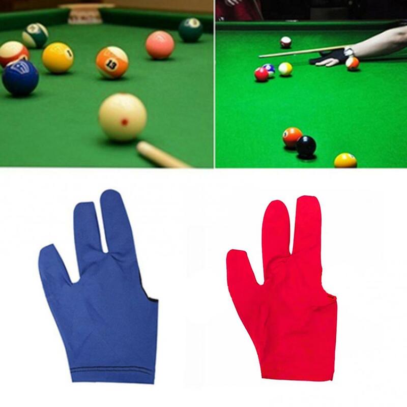 ถุงมือคิวสนุ๊กเกอร์บิลเลียดผ้าสแปนเด็กซ์ถุงมือสำหรับเล่นพูลมือสามนิ้วเปิดด้านซ้าย