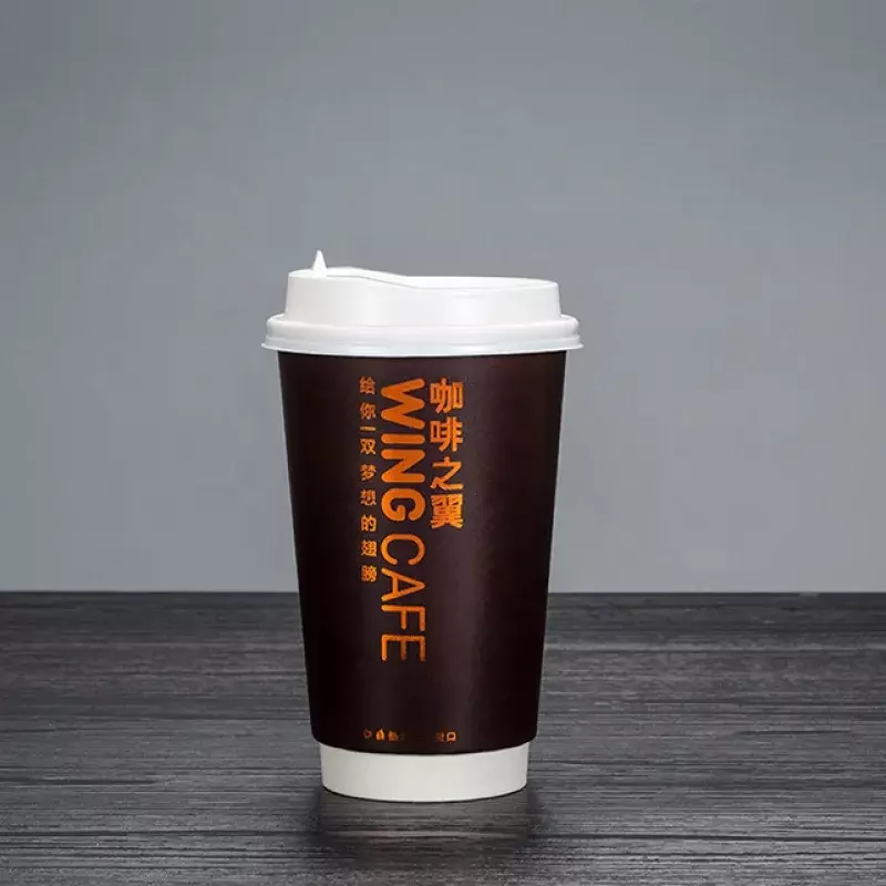 LOKYO 일회용 이중 벽 종이 컵, 뚜껑 포함 테이크아웃 커피 컵, 맞춤형 제품, 8OZ, 12OZ, 16OZ