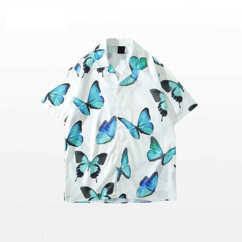 Рубашка мужская с цветочным принтом, Повседневная стильная крутая красивая футболка в стиле Харадзюку, в японском стиле, в стиле Хай-стрит, на лето