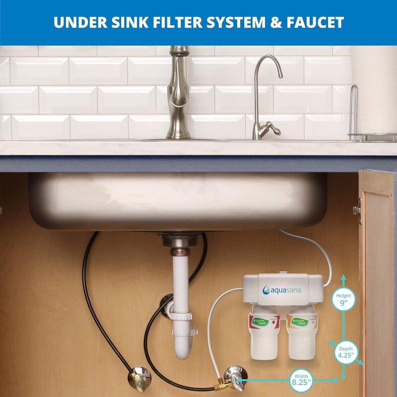 Aquasana 3-Stage Max Flow Claryum Under Sink Water Filter System - Kitchen Counter Claryum Filtration - Filters 99% Of Chlorine