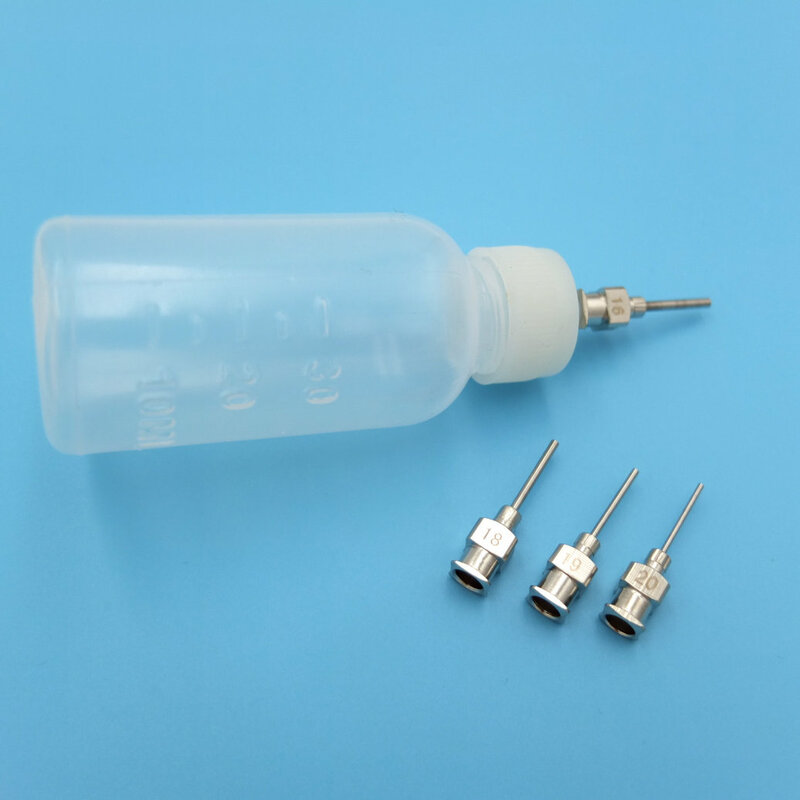 1オンスプラスチックヘナアプリケーターボトルとステンレス鋼チップセット、ファインチップ接着剤アプリケーターボトル