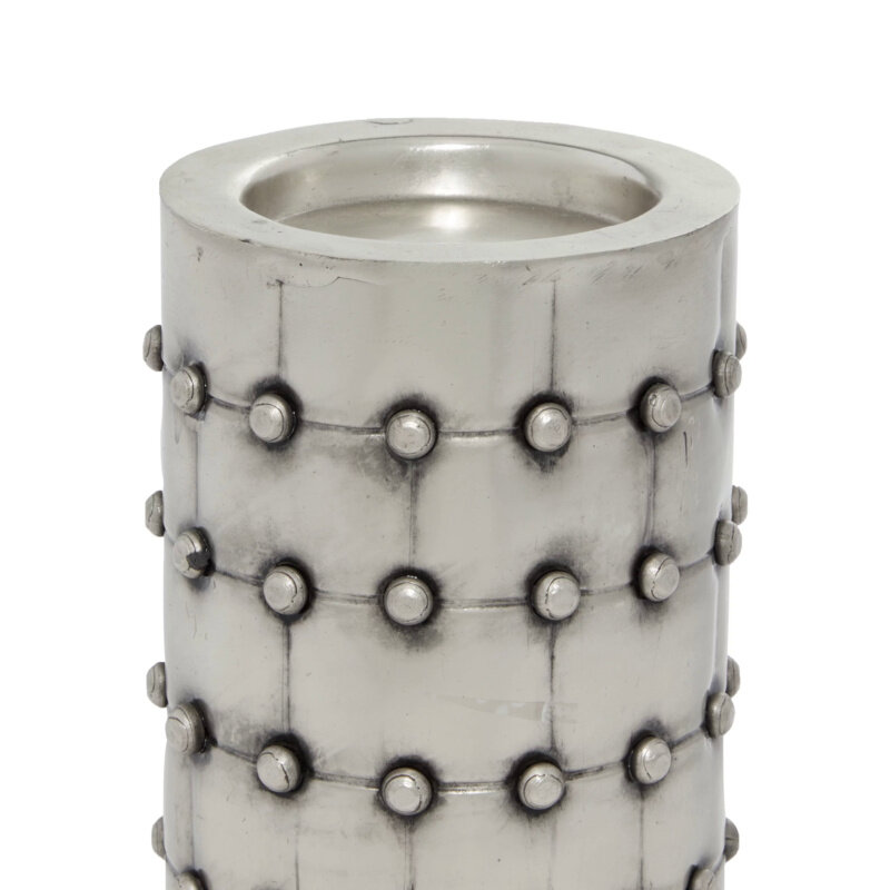 DecMode-Bougeoir pilier en métal argenté fait à la main avec goujons, lot de 3