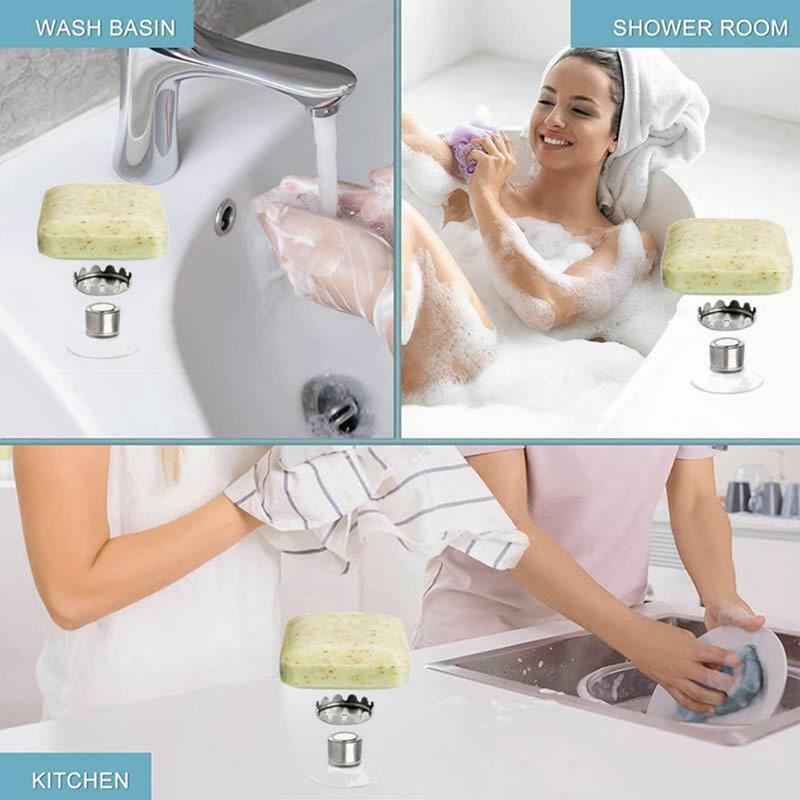 Gantungan sabun cair, tempat sabun magnetik, rak penyimpanan sabun dinding, dapat dilepas, untuk kamar mandi, aksesoris sabun dapur