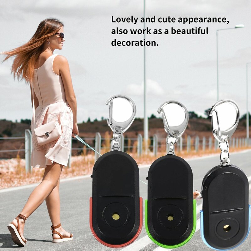 Inteligente Anti-Lost Key Finder Keychain, localizador de chave do carro portátil, lanterna LED, apito Beep, controle de som, encontrar