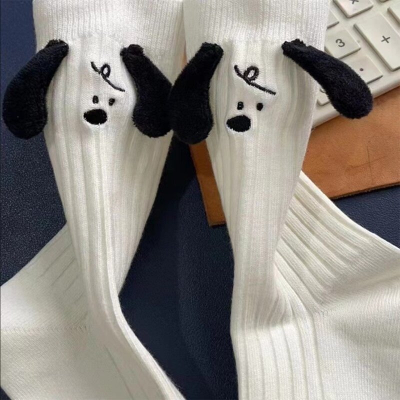 Womens  Socks Casual Cotton Socks for Womens Funny  3D  Eared Knitted White Socks Girls Gift F3MD