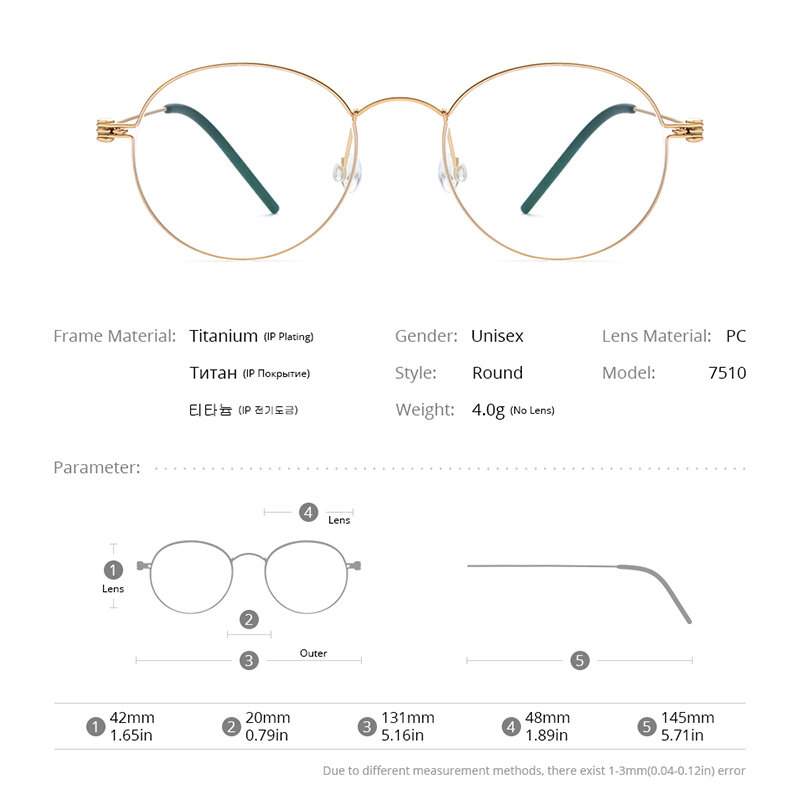 FONEX 초경량 베타 순수티타늄 프레임 처방 안경 근시 광학 무나사 안경테 남녀공용 아이웨어 맞춤 안경 7510