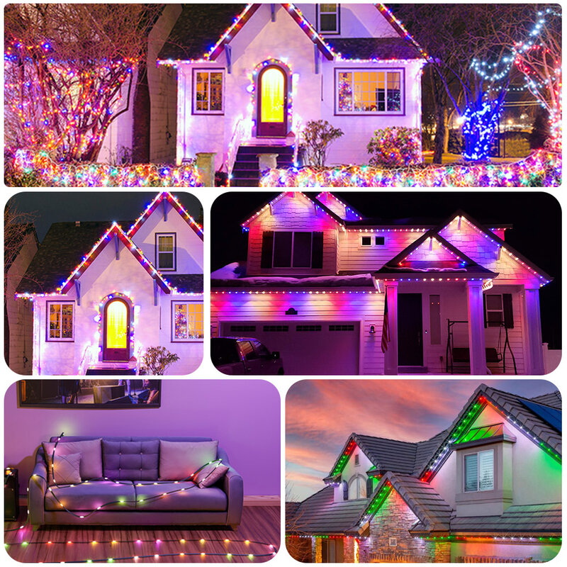 WS2812B-Cadena de luces LED RGBIC para fiesta de Navidad, luces de Color de ensueño, direccionable individualmente, cuerda impermeable para exteriores, 5V, 5M-20M, WS2812